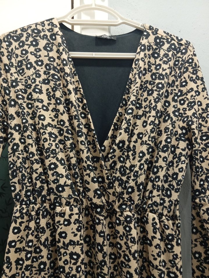 Bohem Tarz Uzun Kahverengi Elbise - Görsel 3