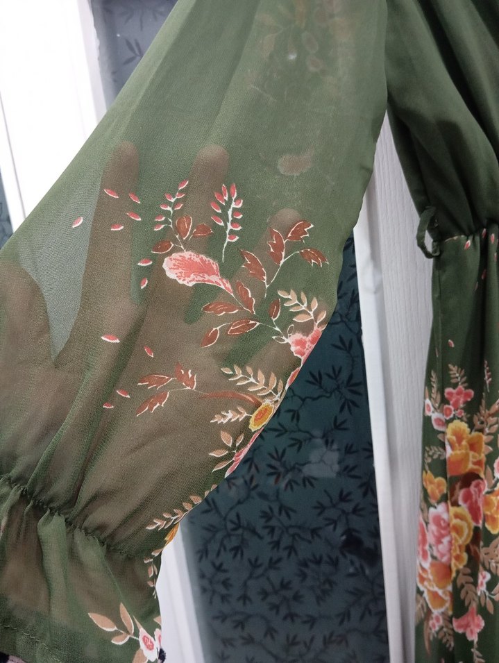 Çiçek Desenli Uzun Bohem Elbise - Görsel 3