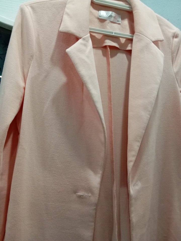 Pembe Düğmeli Midi Ofis Blazeri - Görsel 4