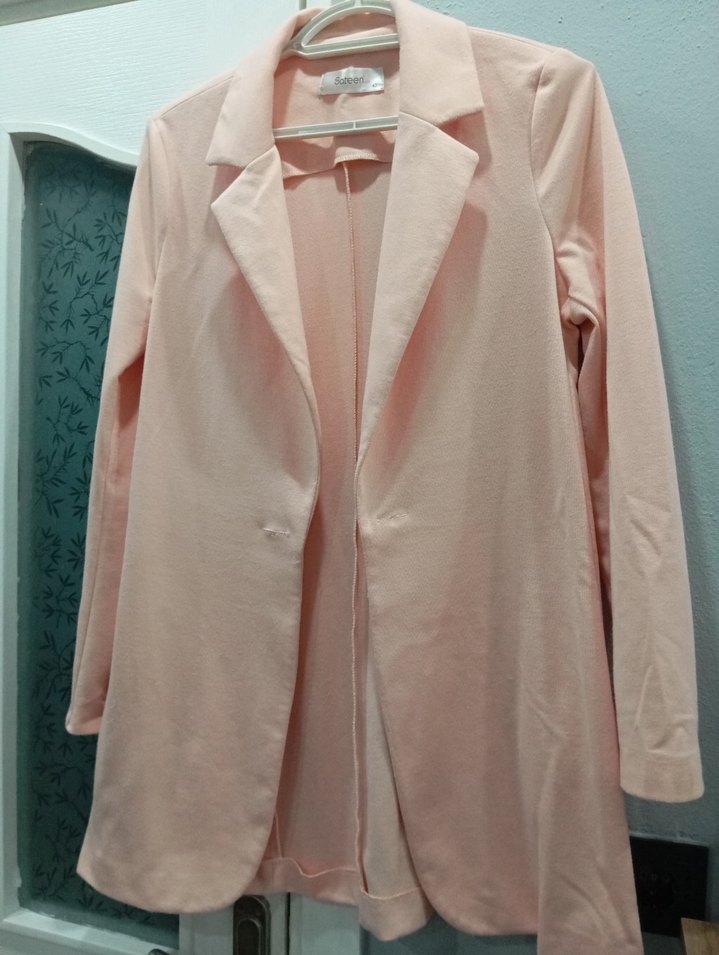 Pembe Düğmeli Midi Ofis Blazeri - Görsel 2