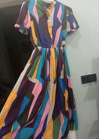 Kadın Çok Renkli Uzun Pilili Elbise - Görsel 2