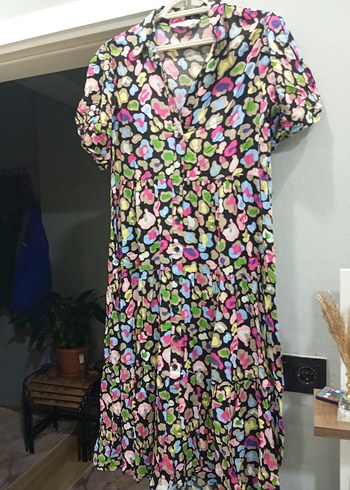 Renkli Desenli Uzun Kadın Elbise - Görsel 2