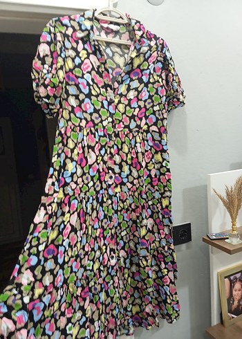 Renkli Desenli Uzun Kadın Elbise - Görsel 3