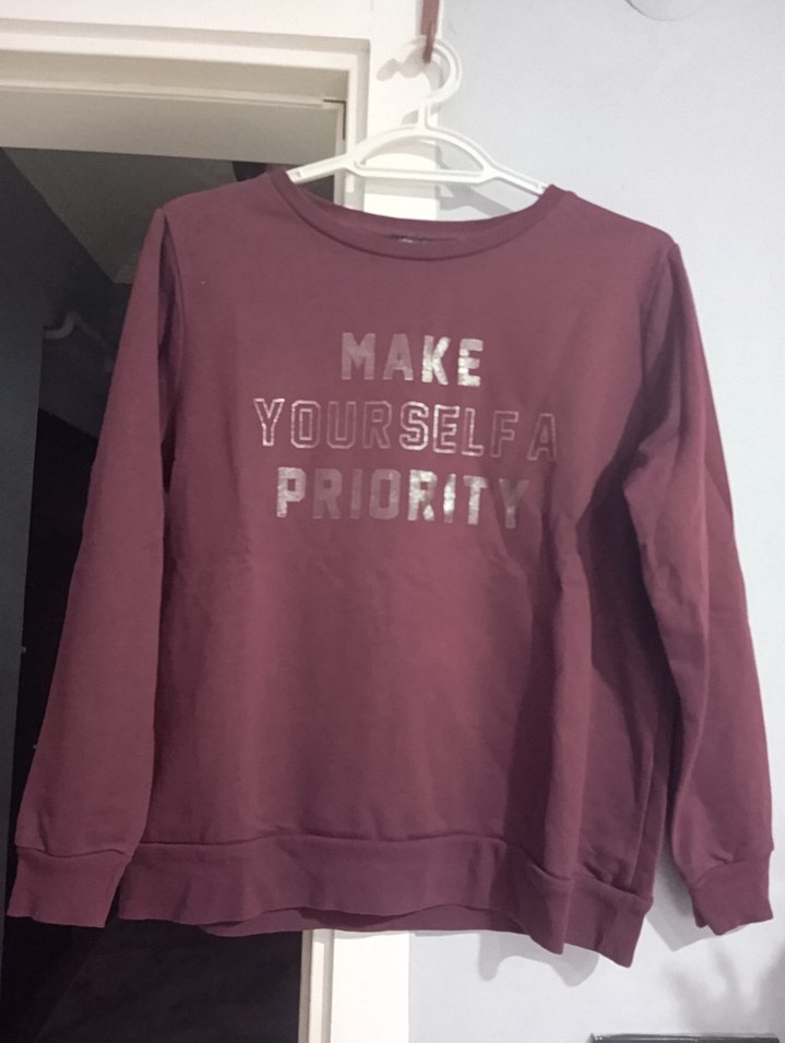 Bordo Kadın Baskılı Sweatshirt - Görsel 3