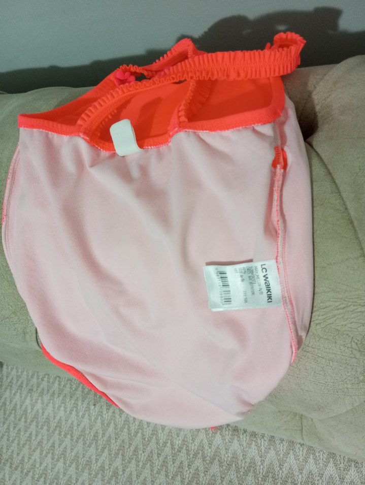 Kız Çocuk Pembe Fırfırlı Mayo - Görsel 4