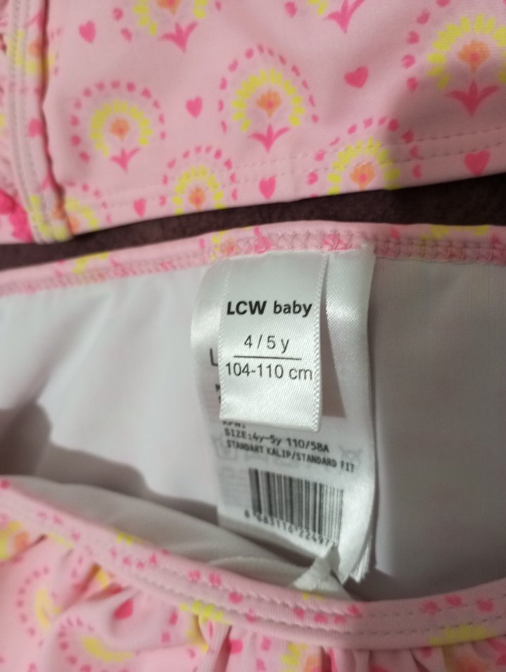 Kız Çocuk Pembe Desenli Bohem Bikini - Görsel 3