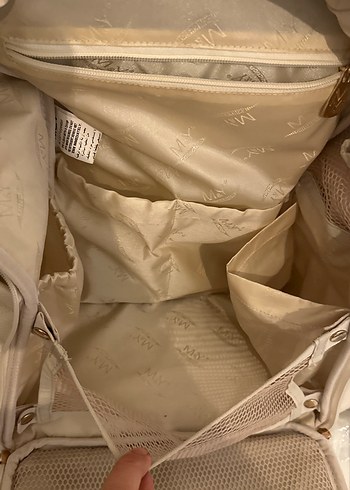 Beyaz suni Deri bebek bakım Çantası - Görsel 10