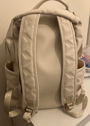 Beyaz suni Deri bebek bakım Çantası - Görsel 4