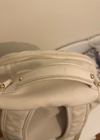 Beyaz suni Deri bebek bakım Çantası - Görsel 5