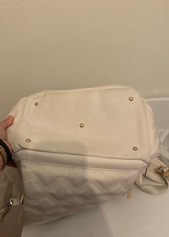 Beyaz suni Deri bebek bakım Çantası - Görsel 8