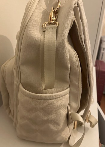 Beyaz suni Deri bebek bakım Çantası - Görsel 3