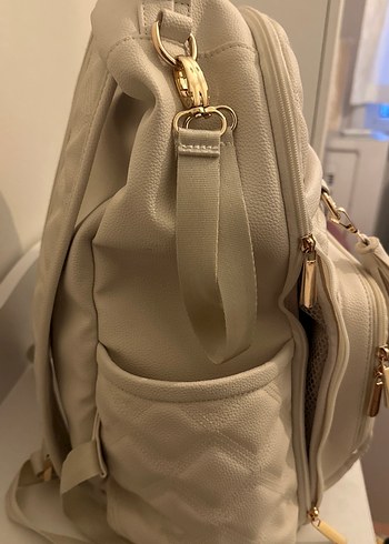 Beyaz suni Deri bebek bakım Çantası - Görsel 2