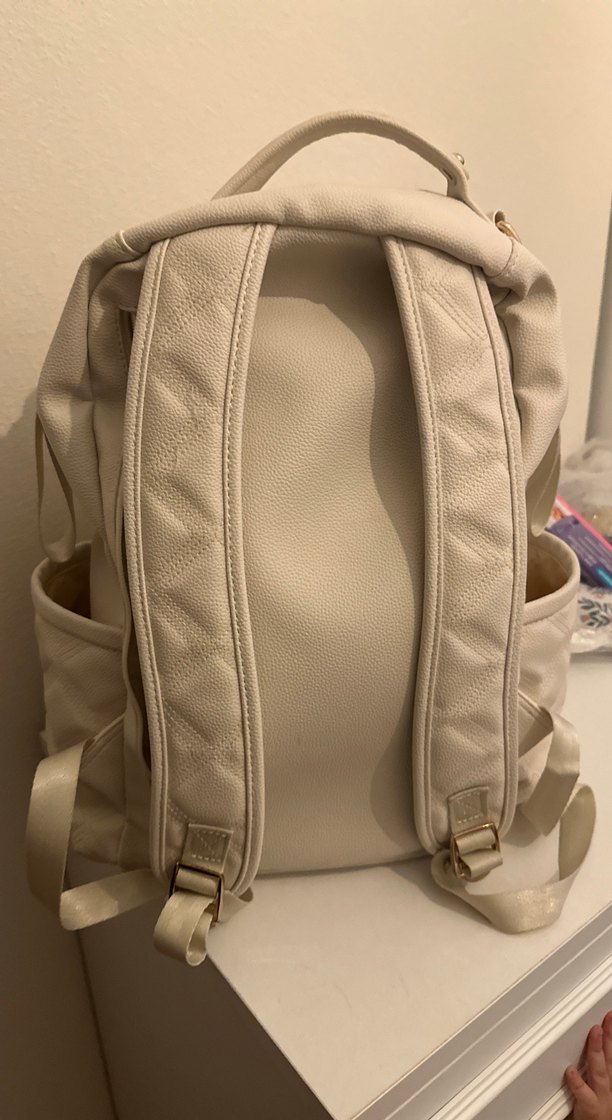 Beyaz suni Deri bebek bakım Çantası - Görsel 4