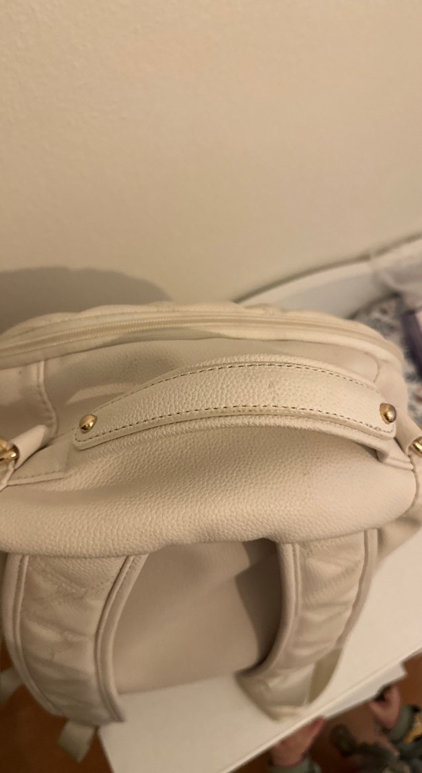 Beyaz suni Deri bebek bakım Çantası - Görsel 5