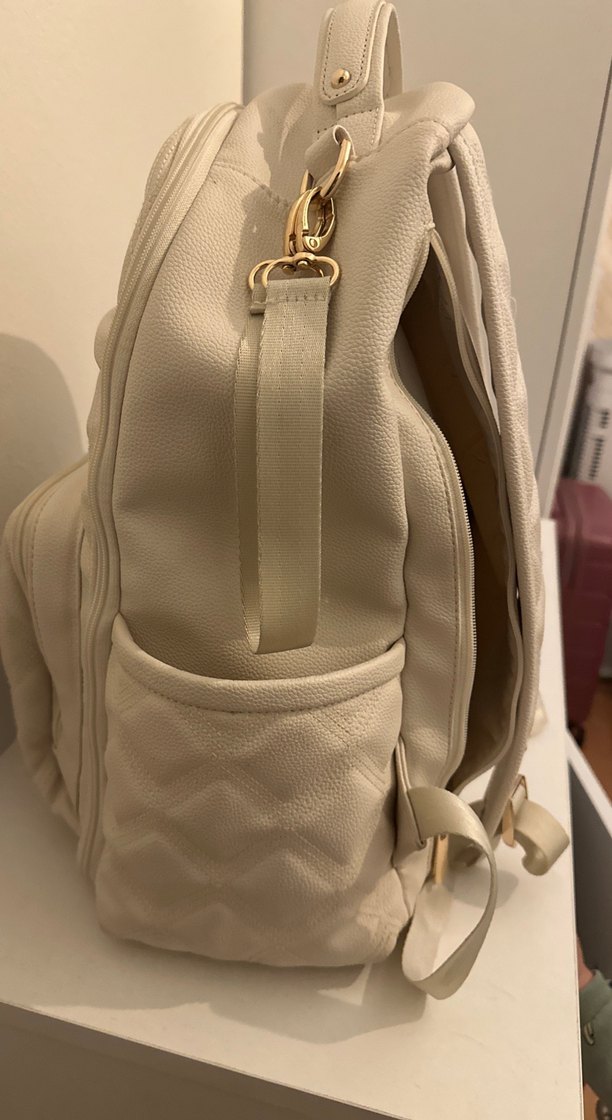 Beyaz suni Deri bebek bakım Çantası - Görsel 3