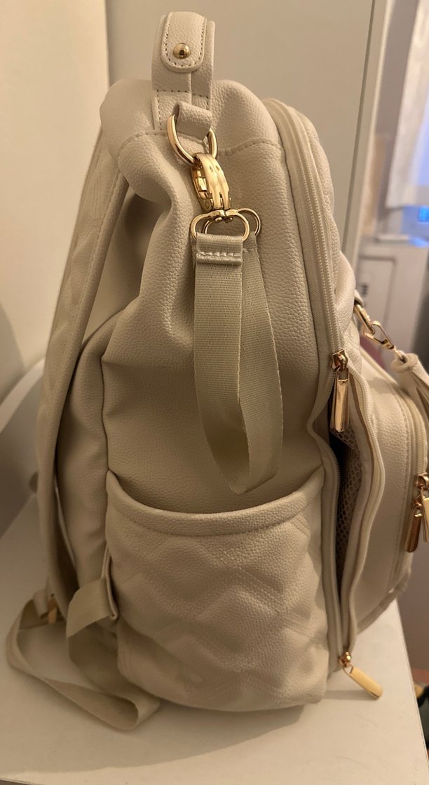 Beyaz suni Deri bebek bakım Çantası - Görsel 2