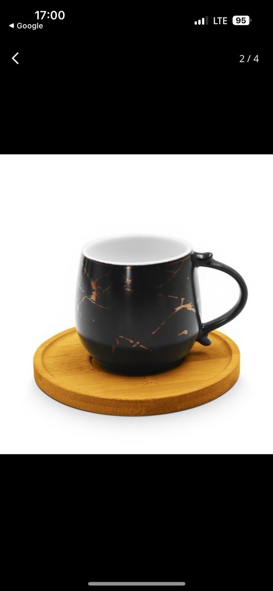 Siyah Mermer Desenli 2 Li kahve fincanı takımı - Görsel 2