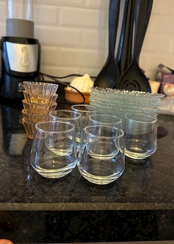 12 adet çay tabağı 5li reçel kabı 6 adet fincan yanı bardağı - Görsel 2