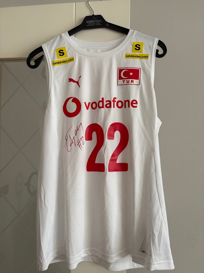 Beyaz Sporcu Kolsuz Jersey Forması VOLEYBOL İMZALI AYDIN - Görsel 2