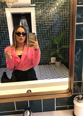 m Beden pembe Renk Pembe Mini Kadın Blazer Ceket