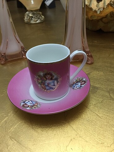 Bavaria pembe prenses kahve fincanı