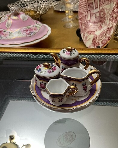 Limoges minyatür kahve takımı tepsi 10 cm