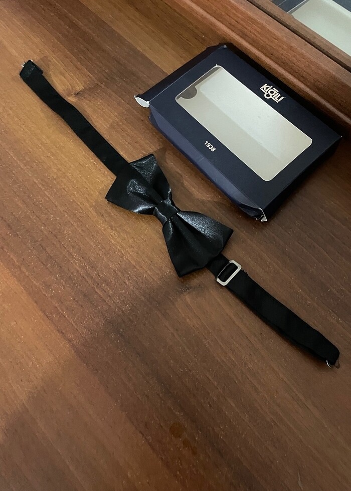 Kigılı siyah saten papyon - Görsel 4