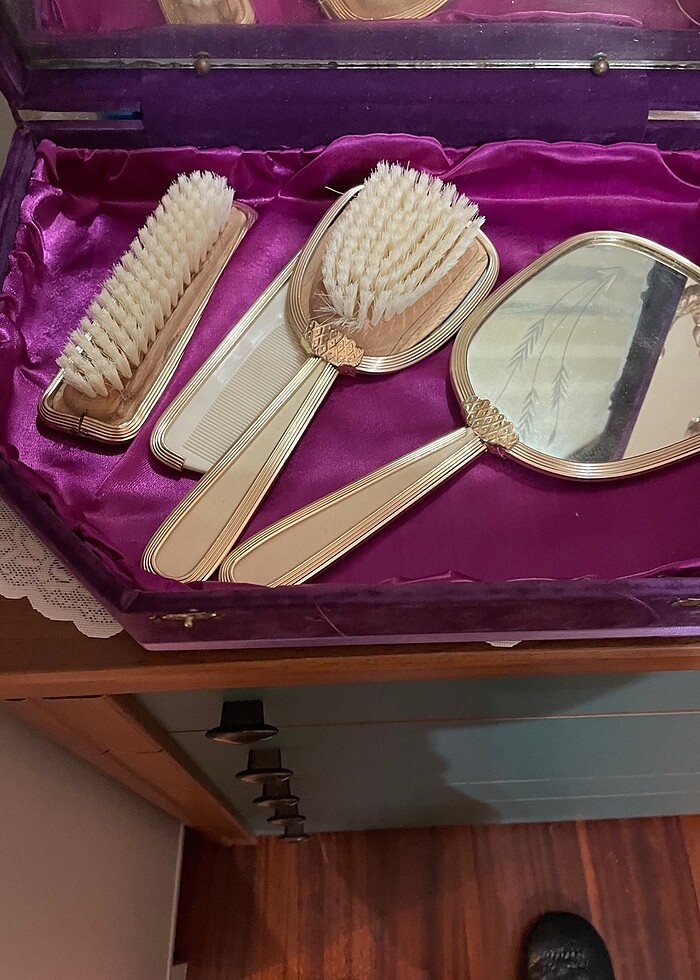 Petit point fırça ayna tarak seti - Görsel 3