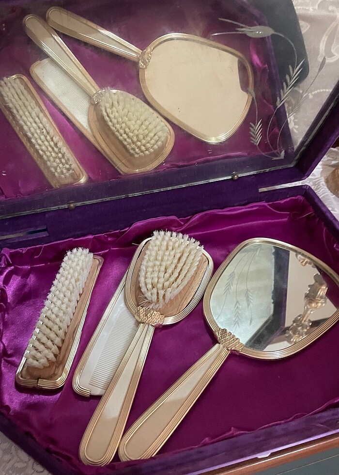 Petit point fırça ayna tarak seti - Görsel 2