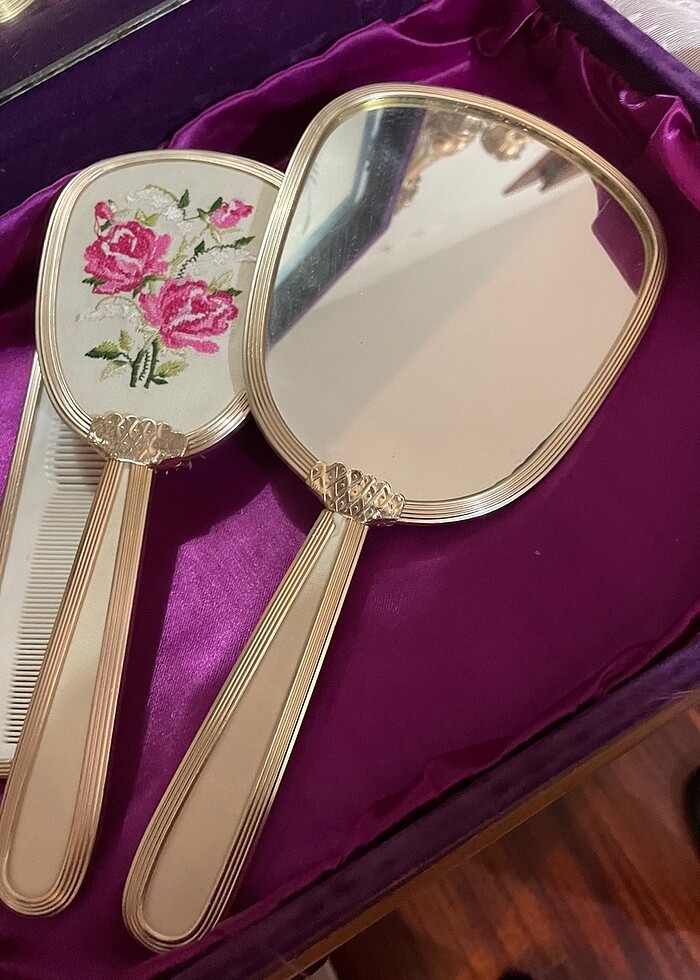 Petit point fırça ayna tarak seti - Görsel 4