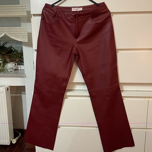 Bordo deri pantolon mango 40 beden