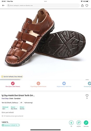 Deri sandalet - Görsel 5