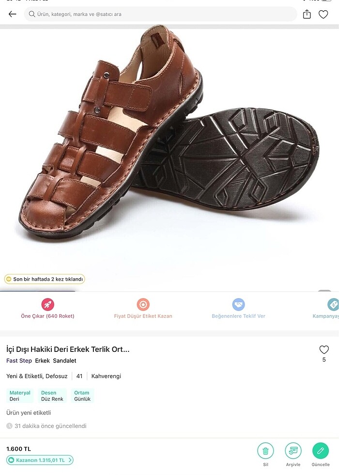 Deri sandalet - Görsel 5