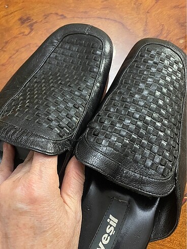 İç dış deri kösele taban el yapımı erkek ev terliği - Görsel 7
