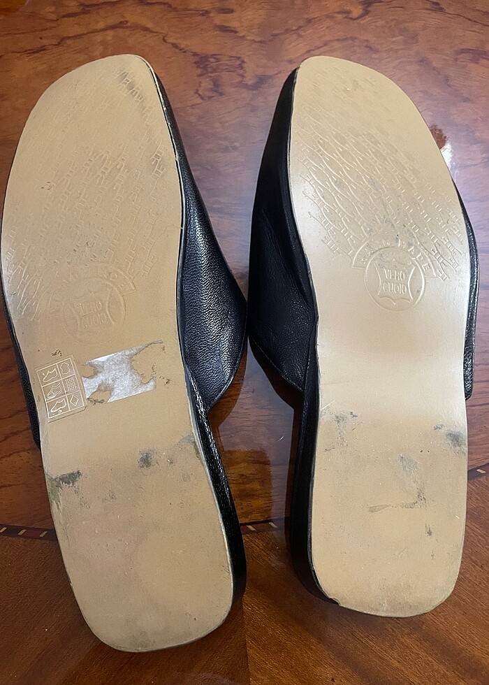 İç dış deri kösele taban el yapımı erkek ev terliği - Görsel 4