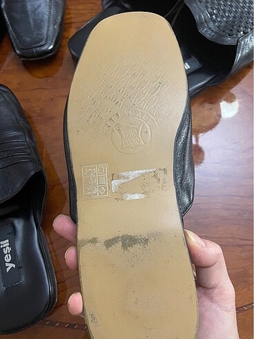İç dış deri kösele taban el yapımı erkek ev terliği - Görsel 3