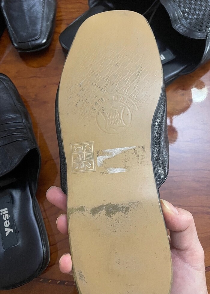 İç dış deri kösele taban el yapımı erkek ev terliği - Görsel 3