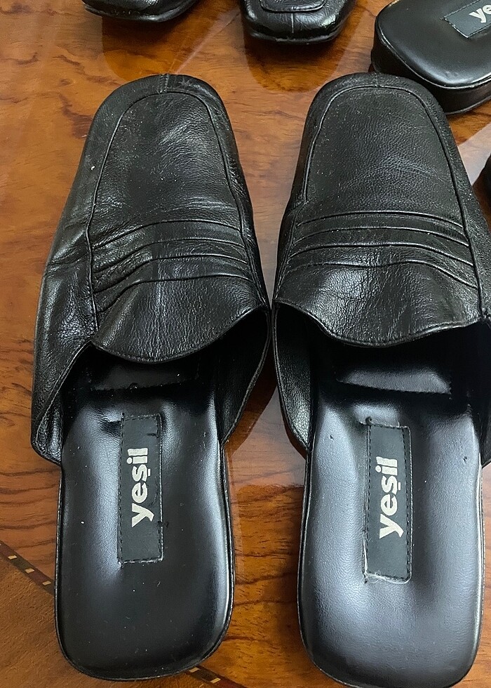 İç dış deri kösele taban el yapımı erkek ev terliği - Görsel 2