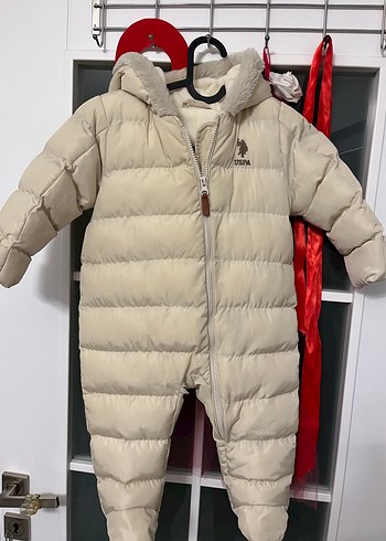 Polo USPA Kürklü Beyaz Bebek Kışlık Tulumu