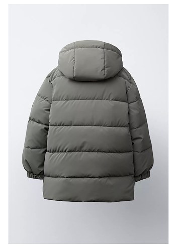 Zara Dik Yakalı Uzun Şişme Mont Kaban - Görsel 4