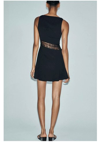 Zara Kısa Dantelli Kombine Elbise - Görsel 4