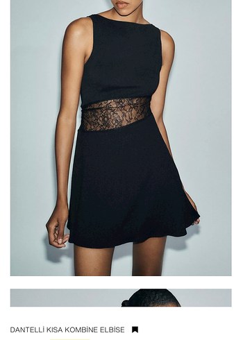 Zara Kısa Dantelli Kombine Elbise - Görsel 3