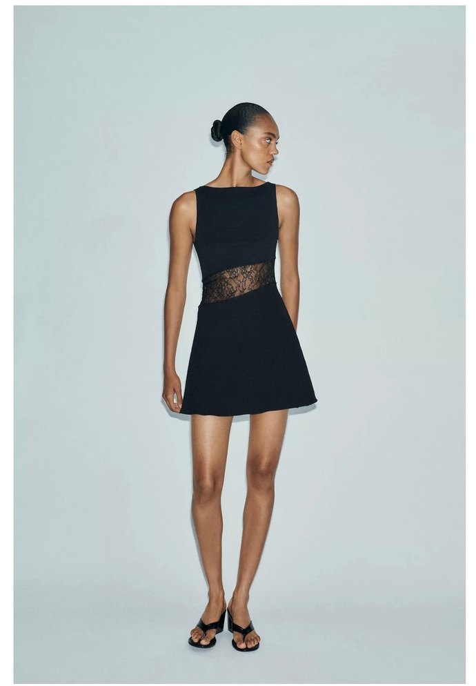 Zara Kısa Dantelli Kombine Elbise - Görsel 2