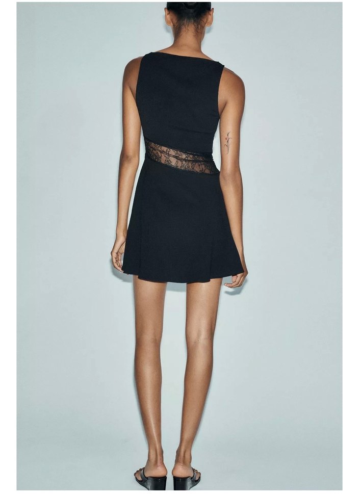 Zara Kısa Dantelli Kombine Elbise - Görsel 4