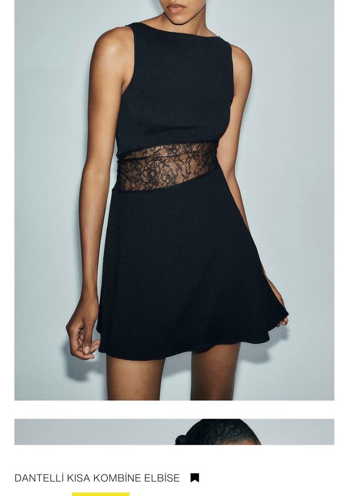 Zara Kısa Dantelli Kombine Elbise - Görsel 3