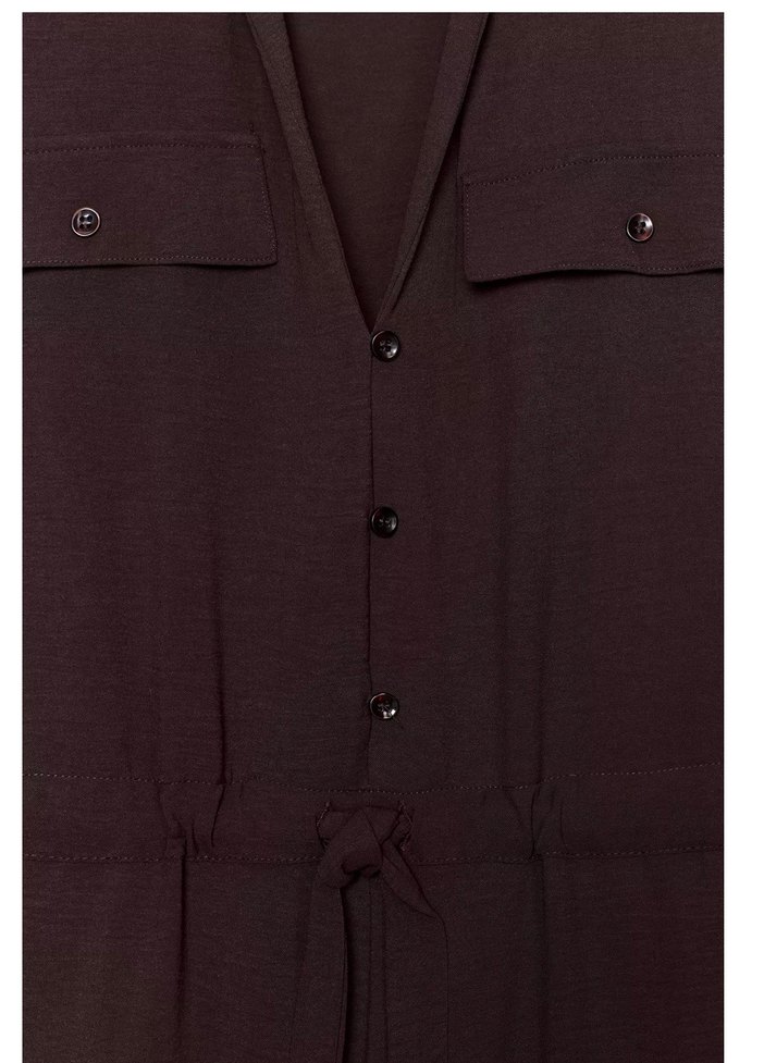 Zara Kahverengi Kuşaklı Uzun Tulum - Görsel 3