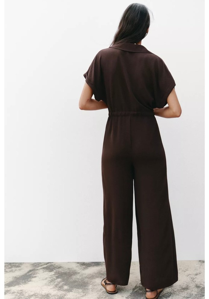 Zara Kahverengi Kuşaklı Uzun Tulum - Görsel 2