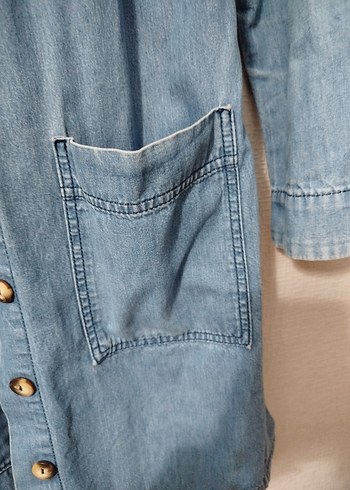LCW düğmeli Mavi Midi Denim Ceket - Görsel 3