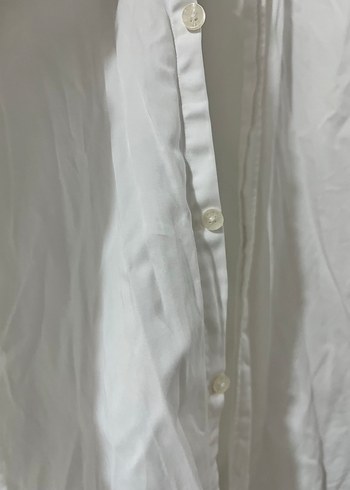 Beyaz Erkek Keten Gömlek, Uzun Kollu, Düğmeli - Görsel 4