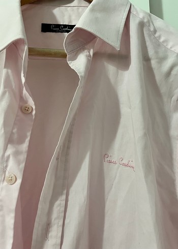 Pembe Keten Erkek Gömlek, Uzun Kollu, Düğmeli - Görsel 2